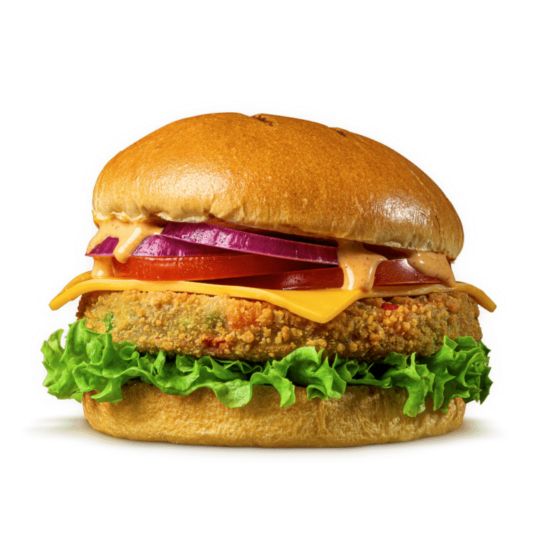 The Veggie Burger Classic - Handmade fresh veg patty with fried crispy coating.