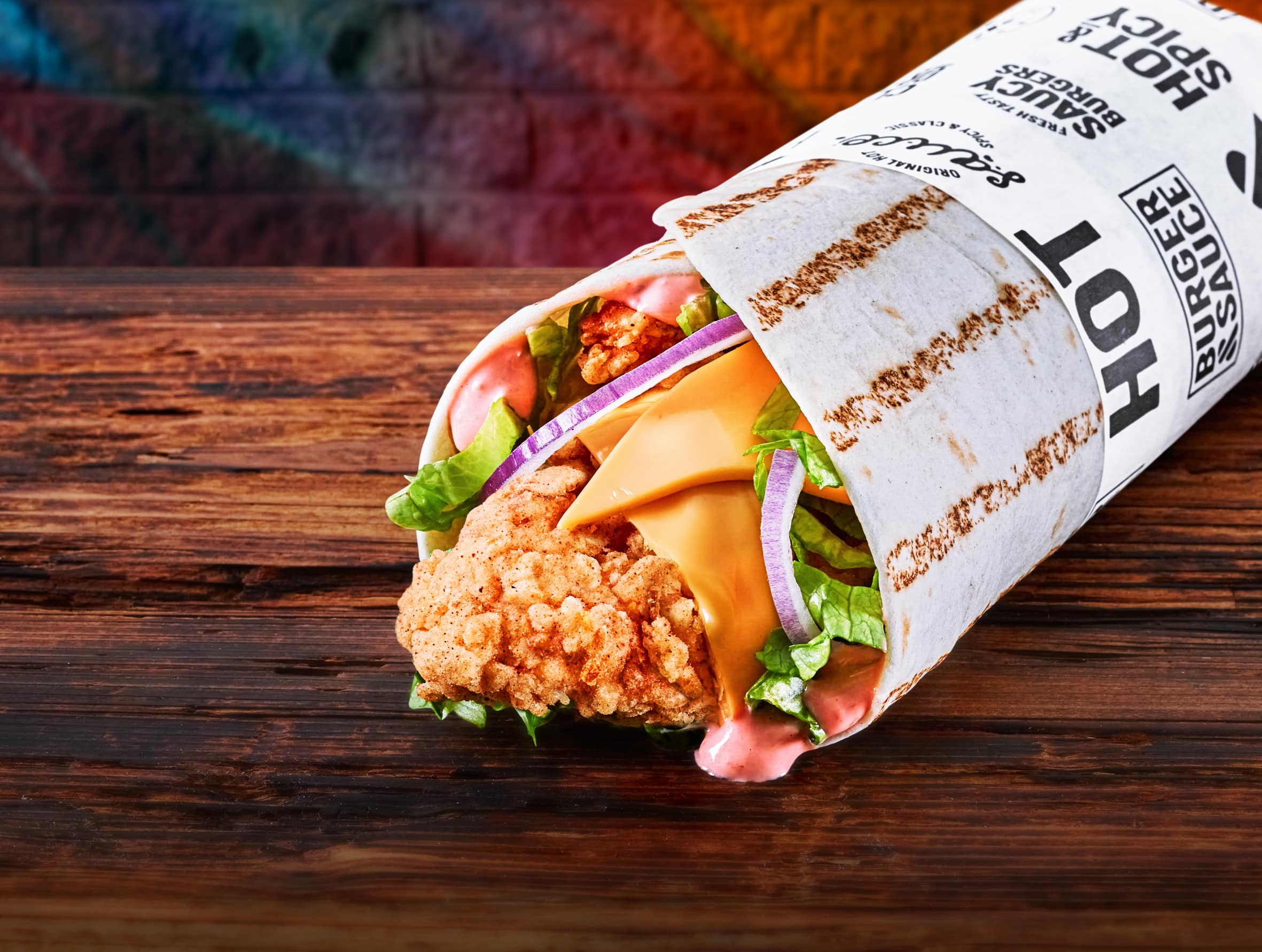 burger and sauce wrap chicken